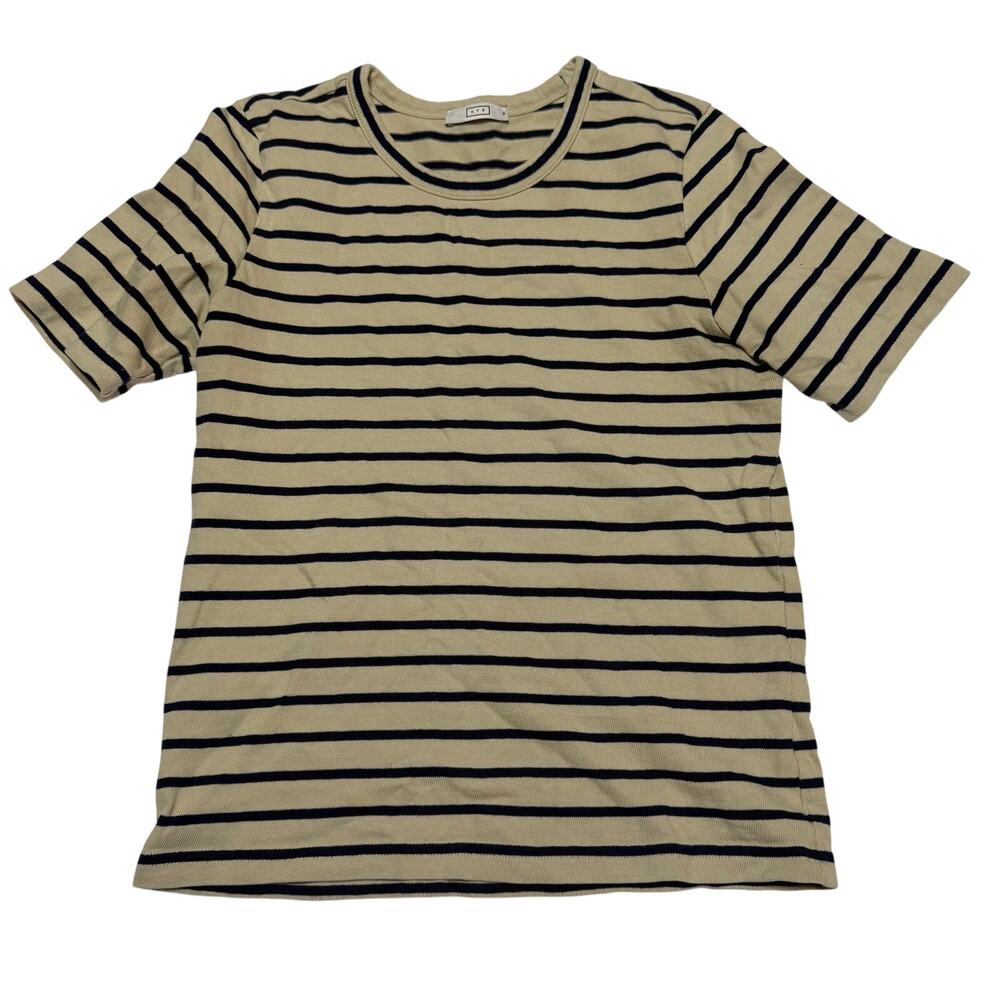AYR Tee Navy Striped Short Sleeve 100% Cotton size Medium